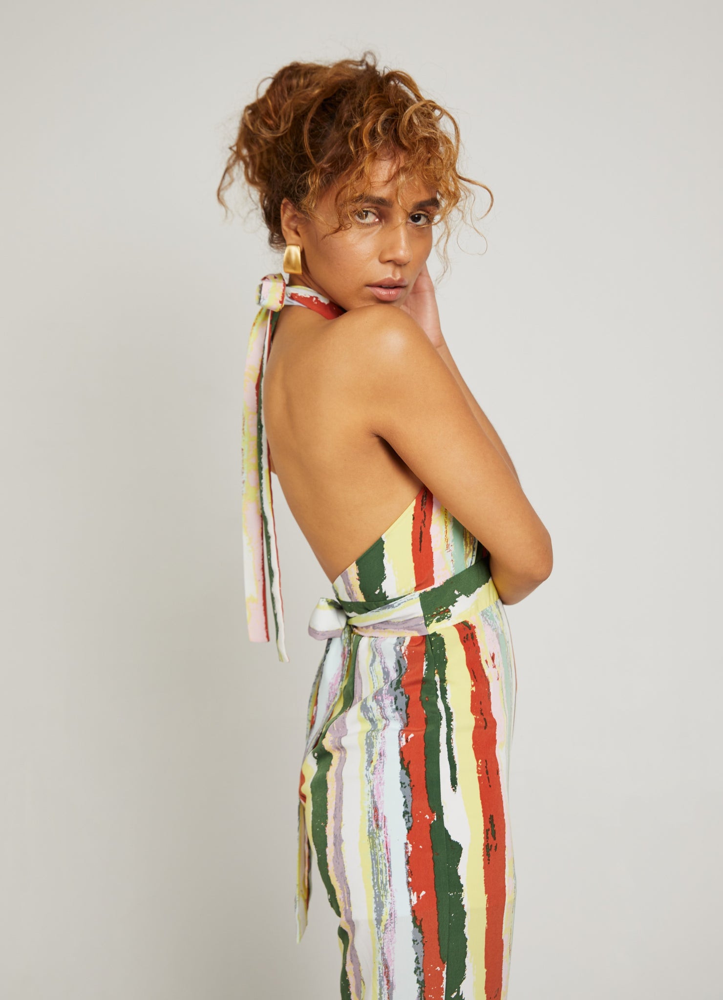 Jasmin | Front Overlay Stripe Jumpsuit