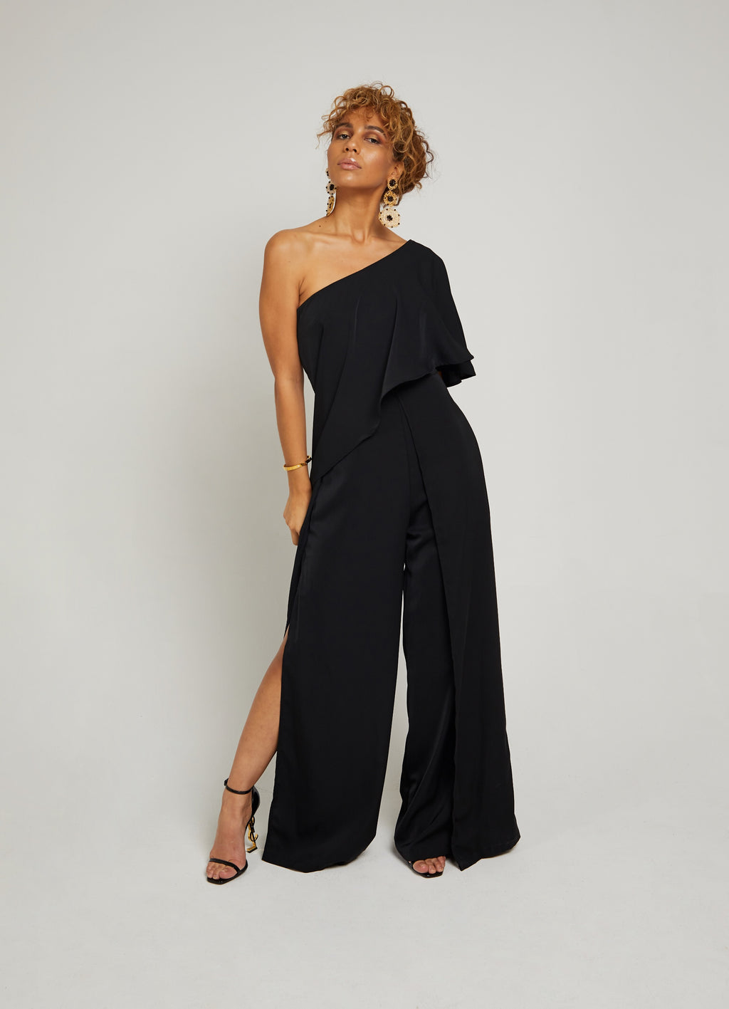 Veronica | Black Double Slit Jumpsuit