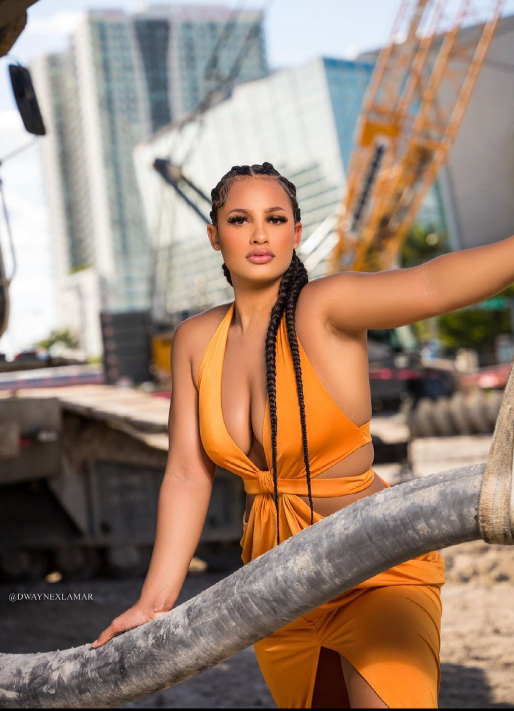 Maya | Orange Cutout Slit Dress