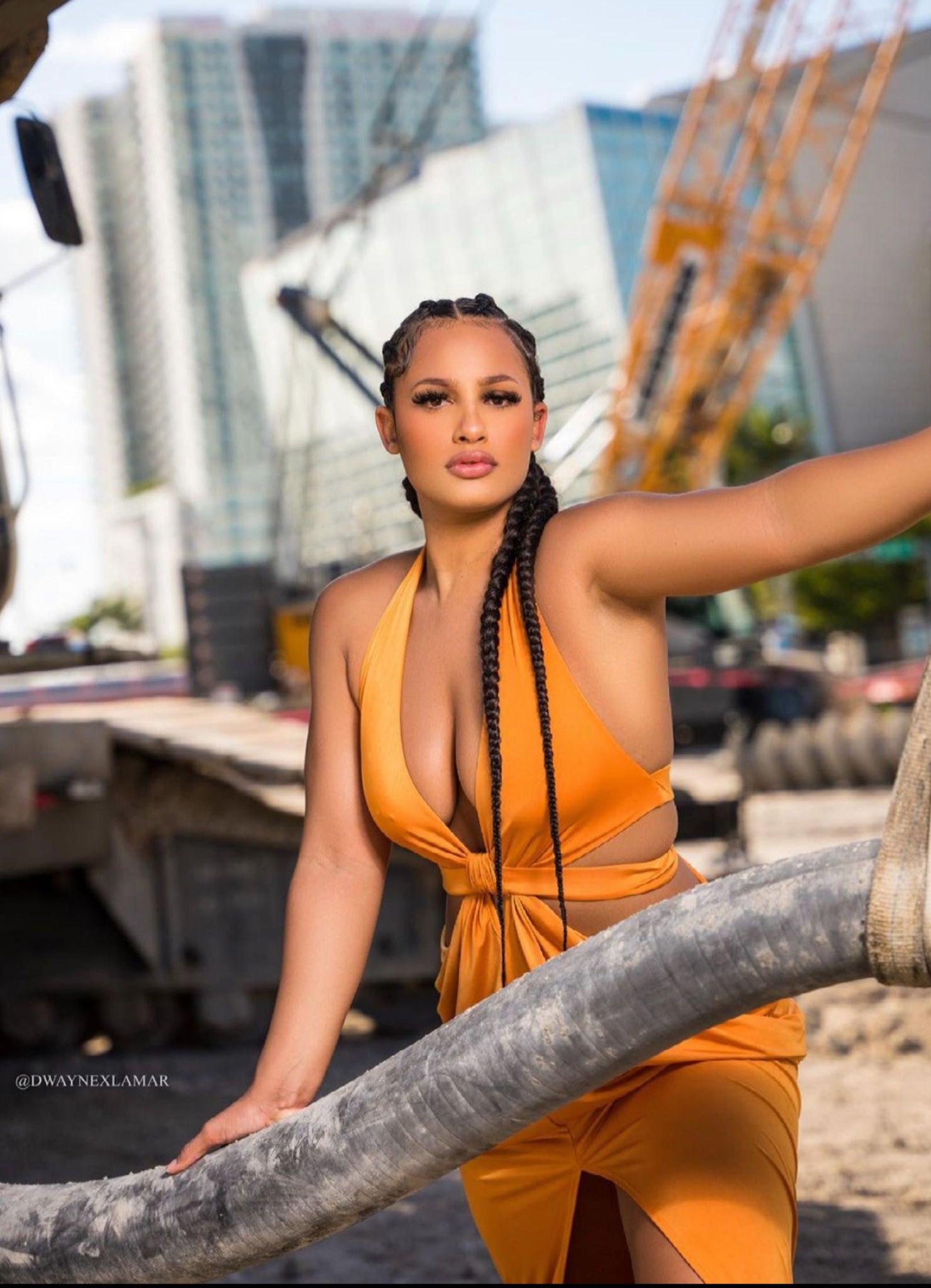 Maya | Orange Cutout Slit Dress