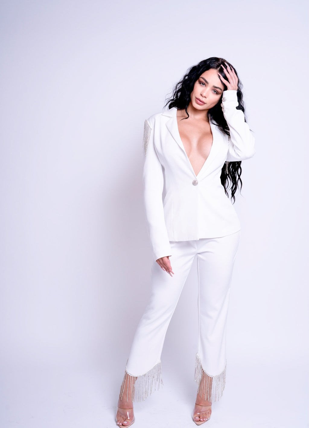 Minnelli | Crystal-Embellished Pant Suit