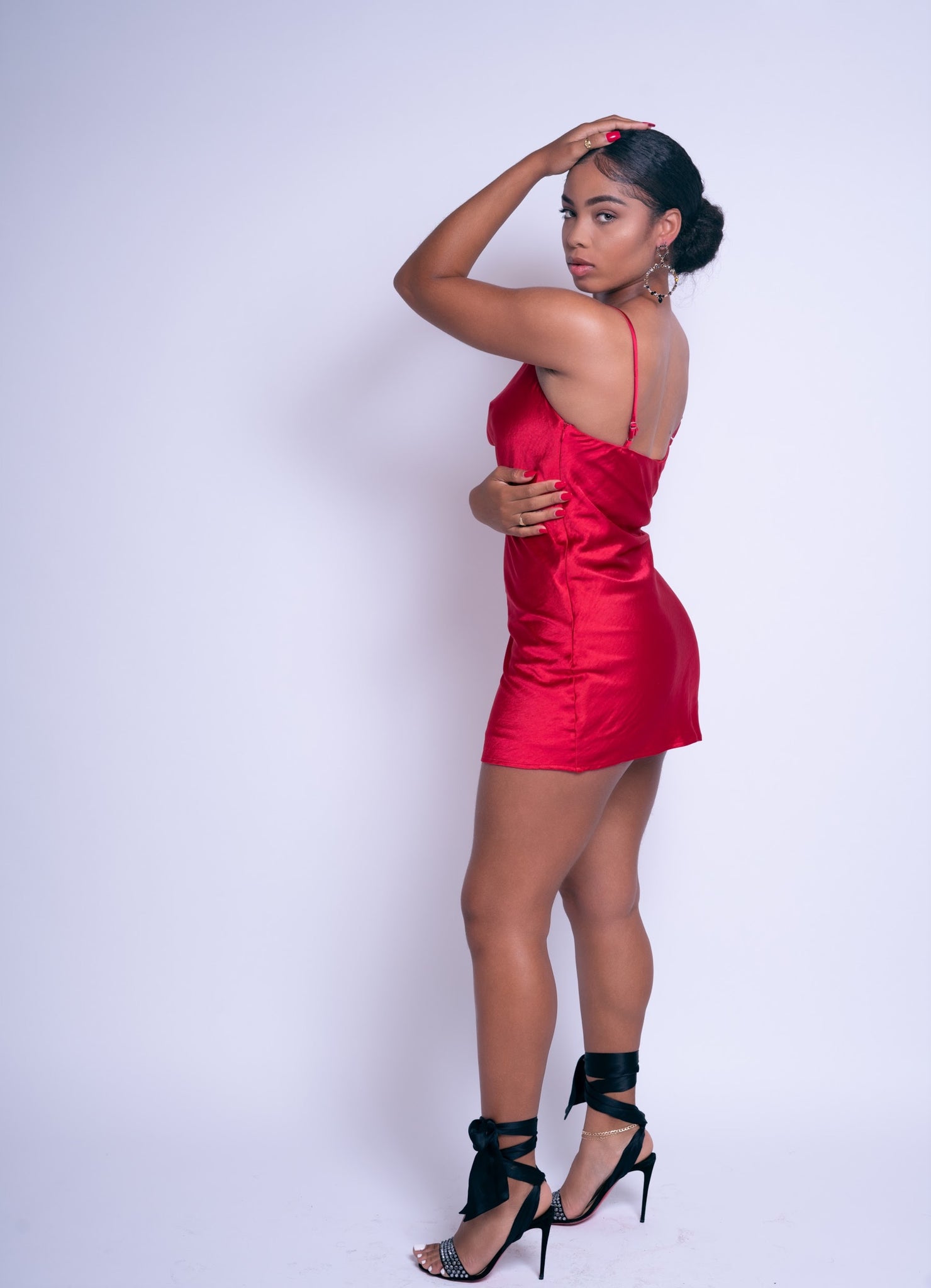 Ahora | Red Satin Mini Dress