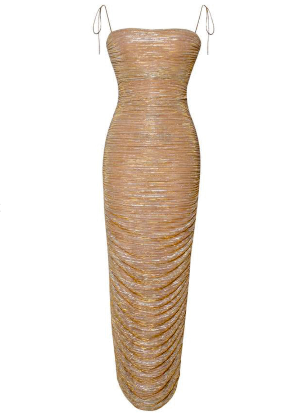 Amira | Gold Ruched Chiffon Gown