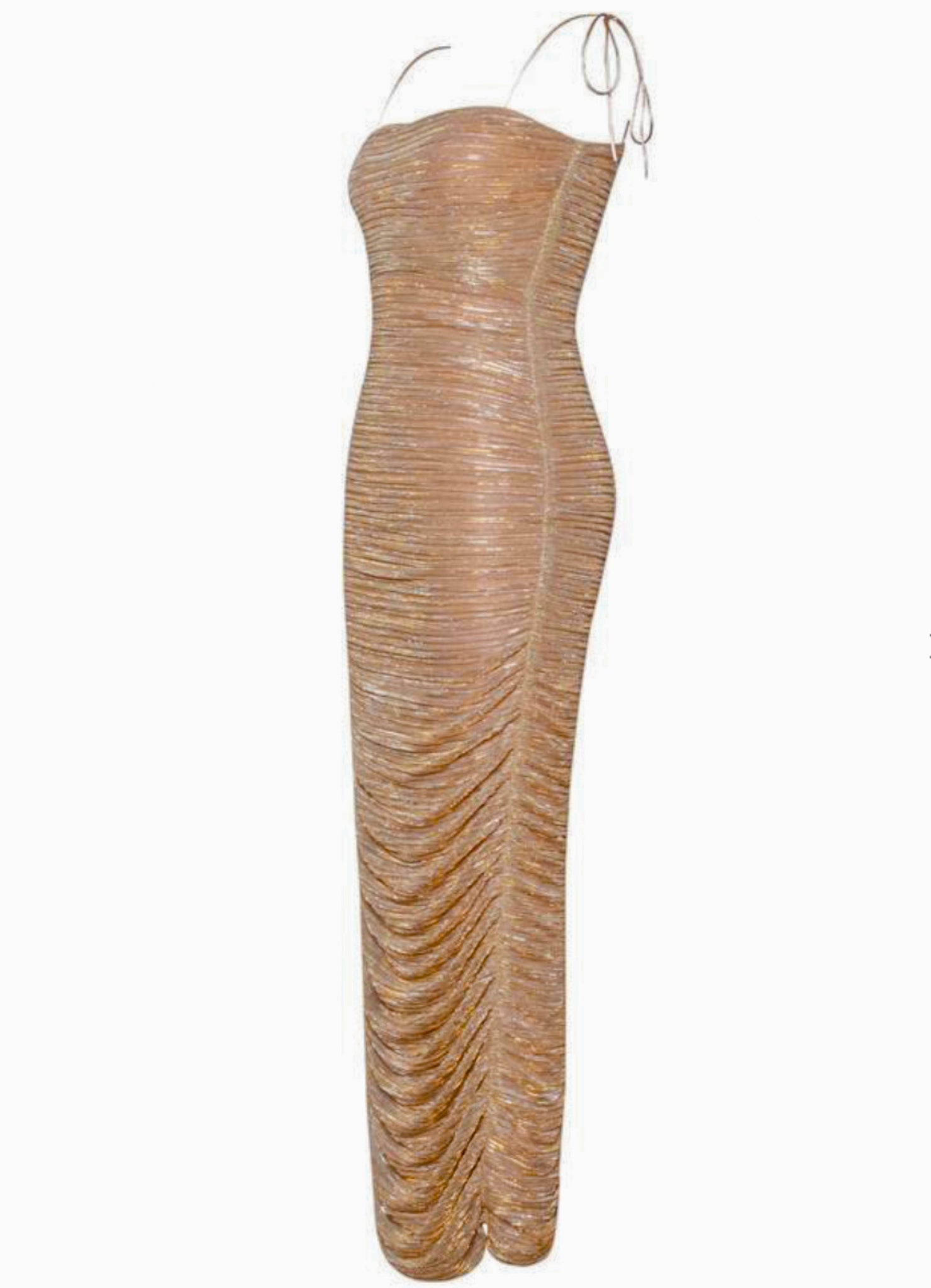 Amira | Gold Ruched Chiffon Gown