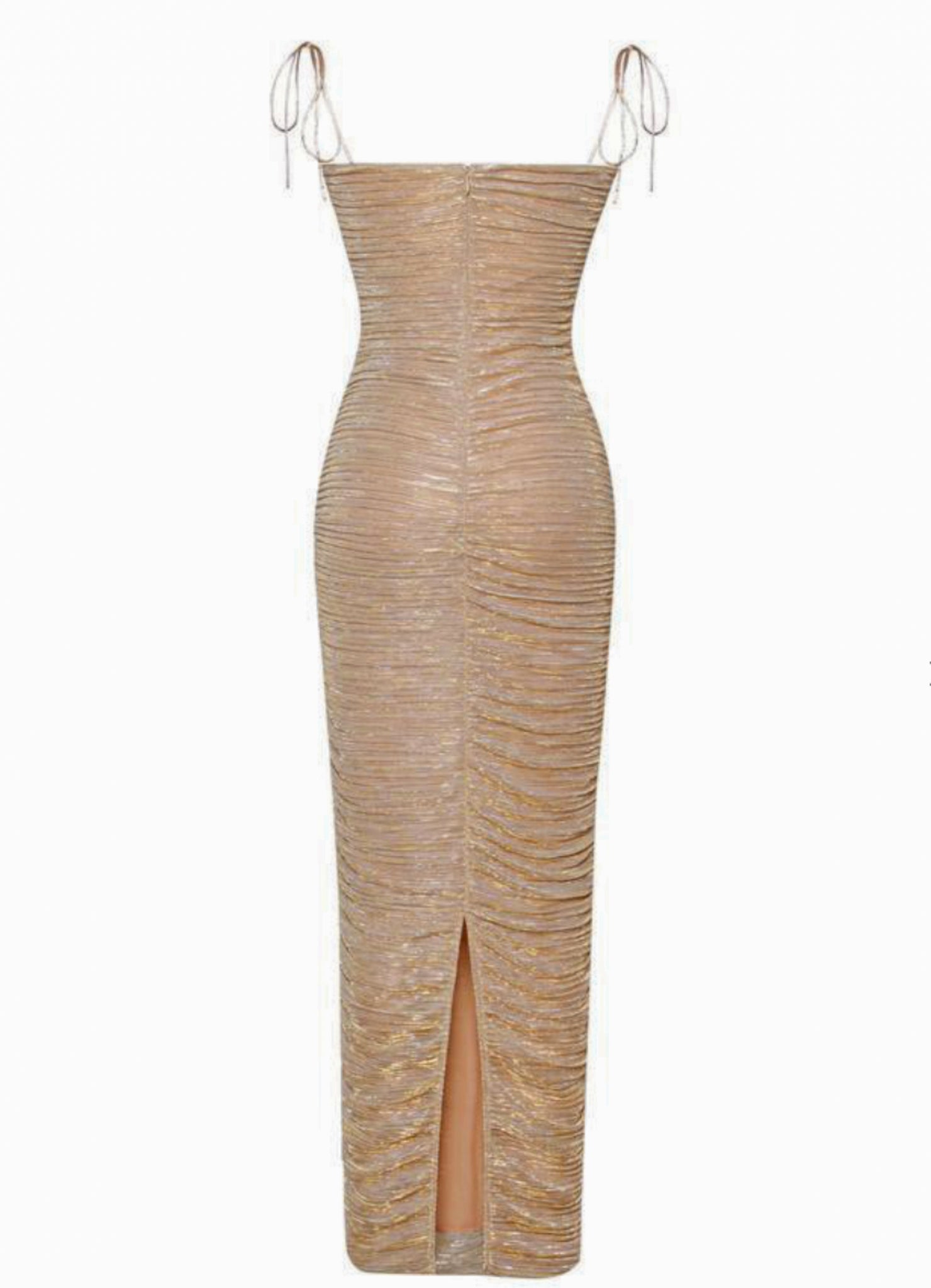 Amira | Gold Ruched Chiffon Gown